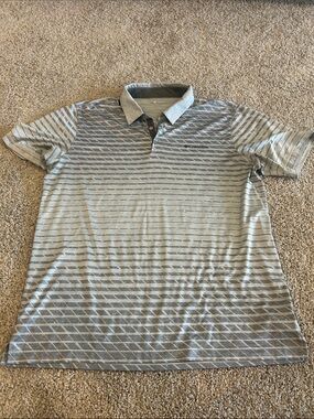 Columbia Light Gray Striped Short-Sleeve Polo